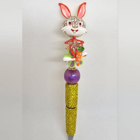 EASTER BUNNY HEAVY DUTY BLINGED PEN NEW wth Refill - Picture 3 of 3